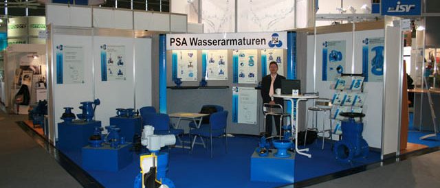 Messestand IFAT Das Bild zeigt den Messestand der PSA Wasserarmaturen GmbH auf der IFAT